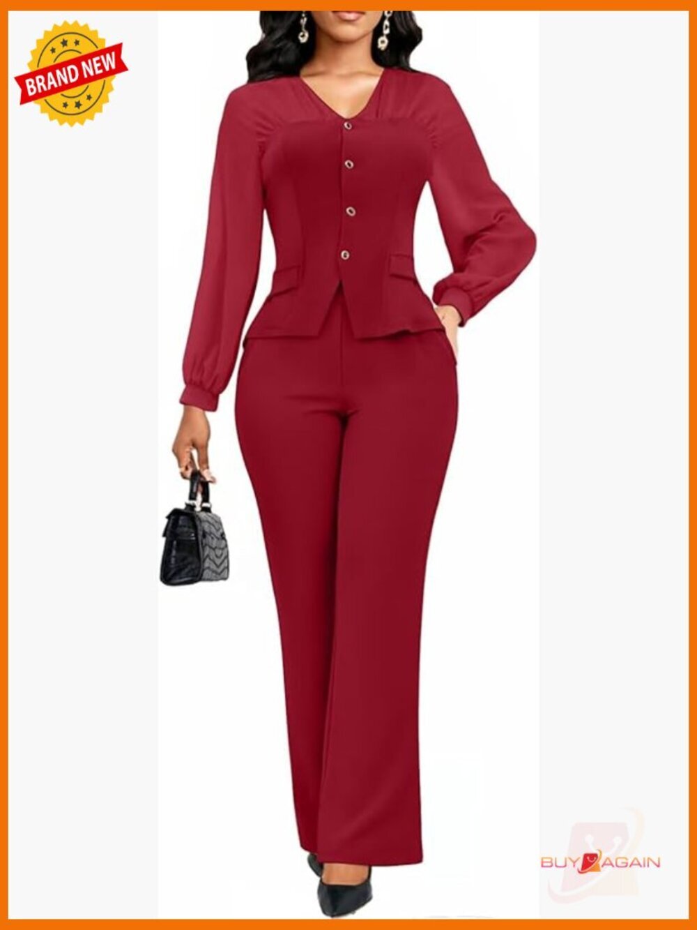 Dressy 2 Piece Blazer Set Wide Leg Pants Business Work